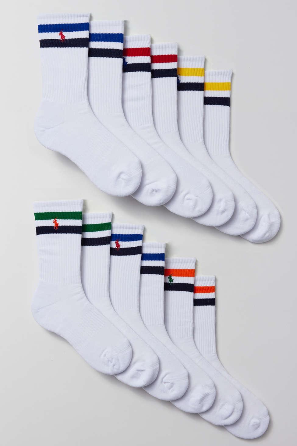 Polo Ralph Lauren Varsity Stripe Crew Sock 6-pack in Gray for Men | Lyst