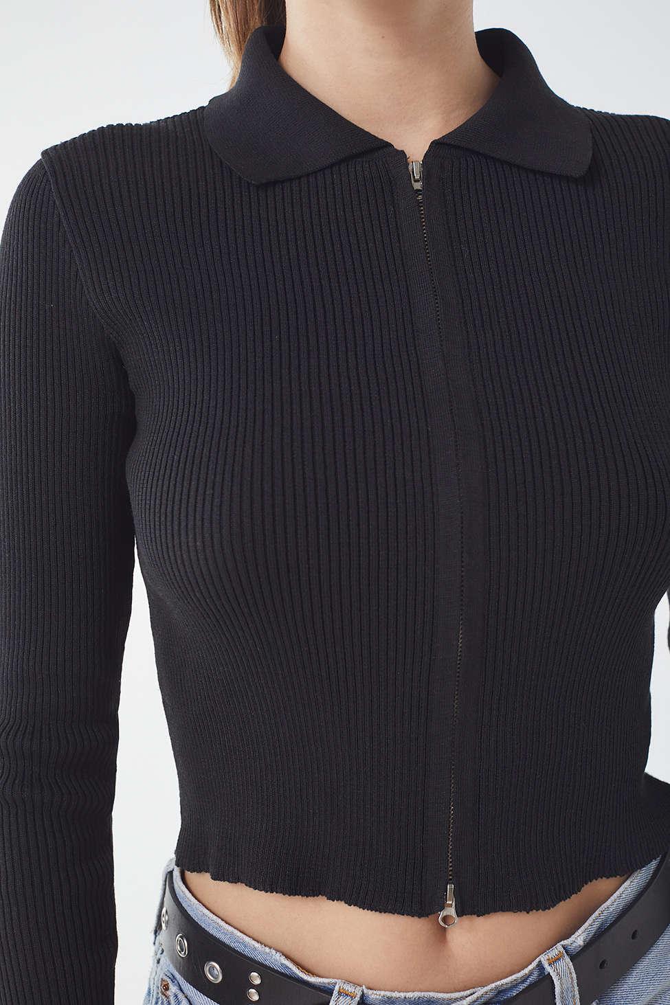 collared zip up sweater