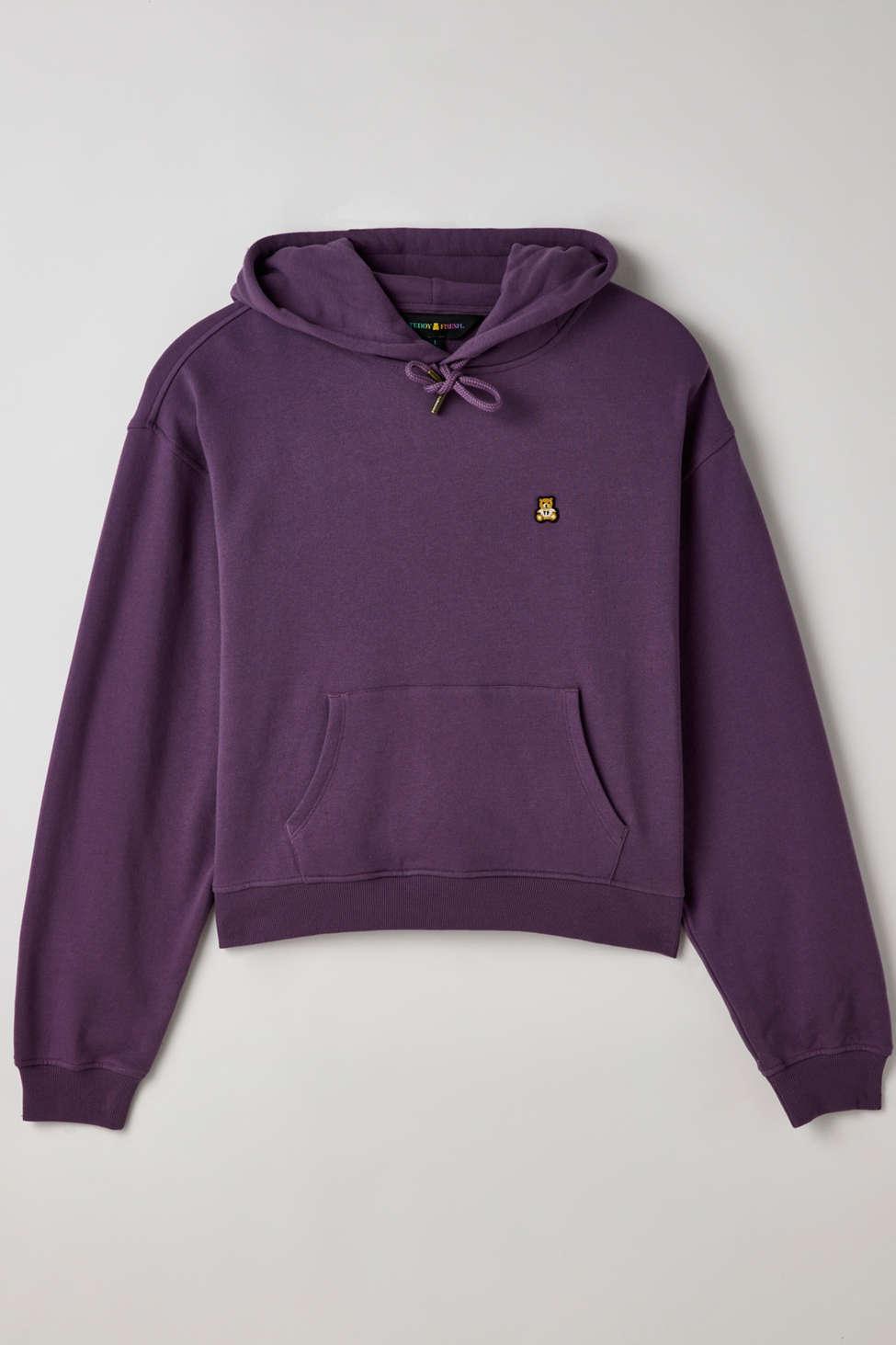 Teddy Fresh Classics Bear Ear Cropped Hoodie Sweatshirt in Purple