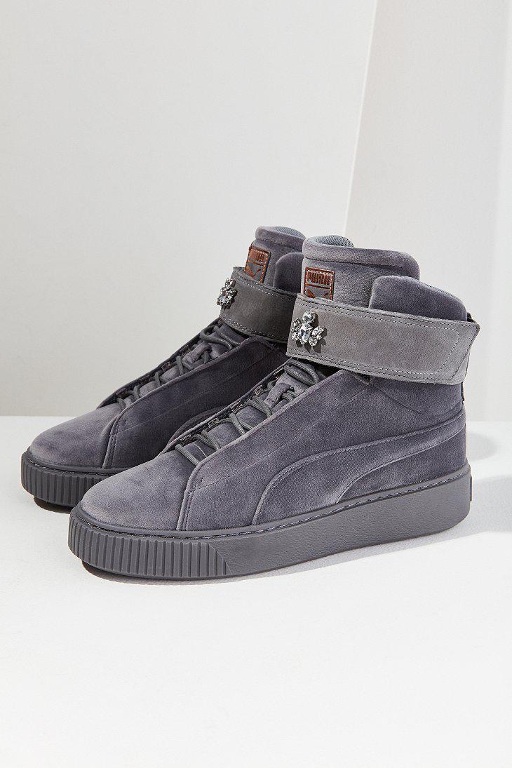 puma platform mid velour sneaker