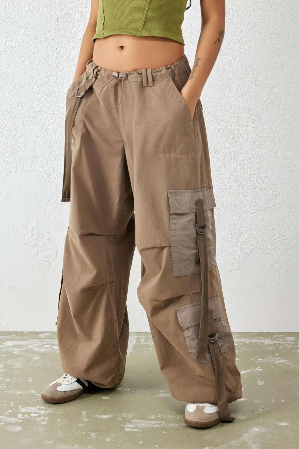 BDG Beige Strappy Cargo Pant in Brown