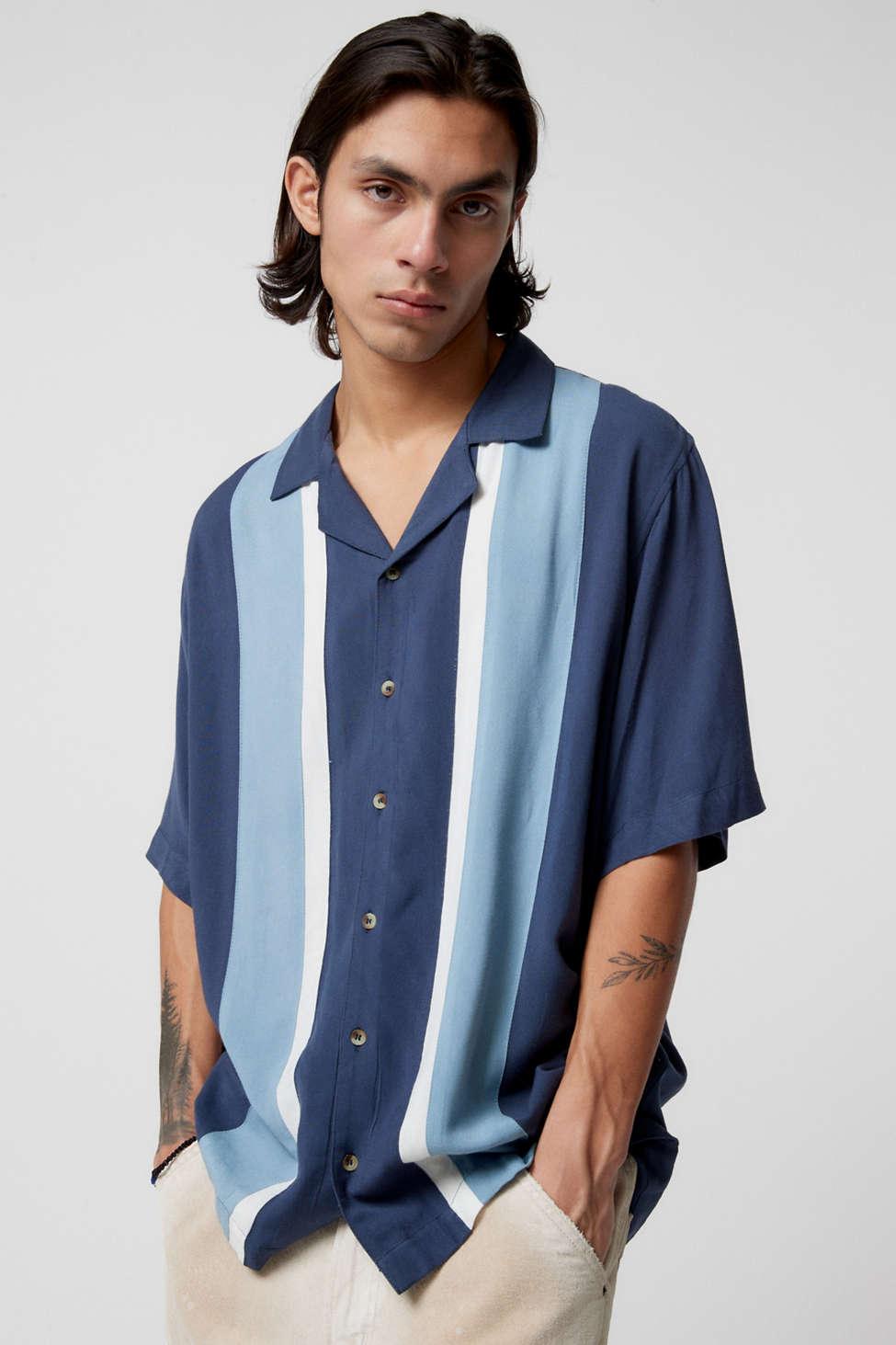 Rolla's Swinger Stripe Bowling Shirt in Blue for Men | Lyst