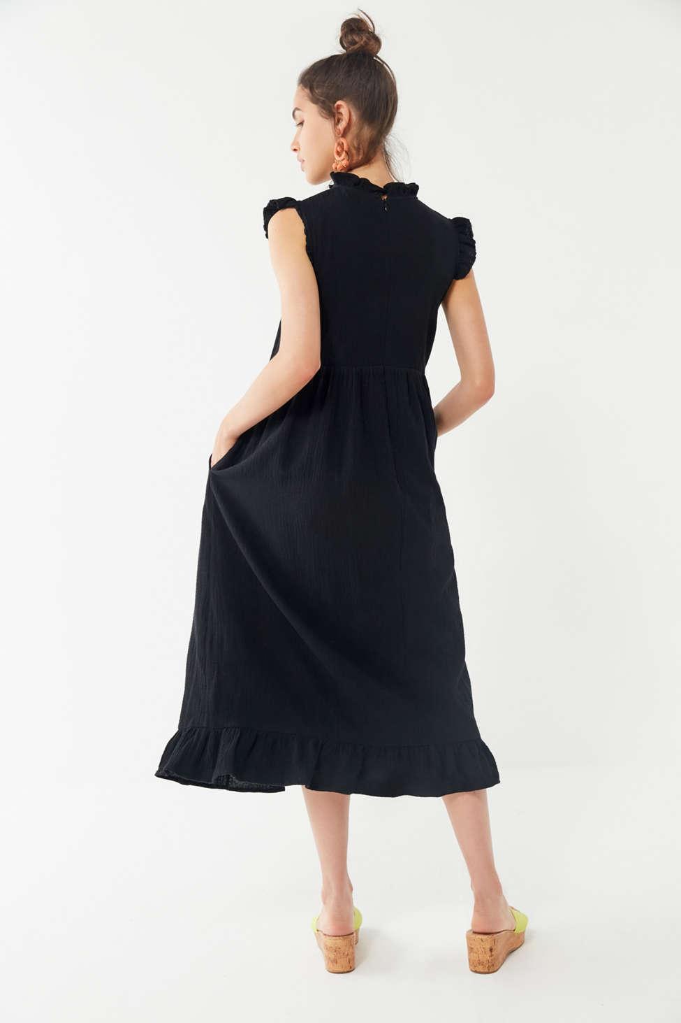 gabby ruffle babydoll midi dress