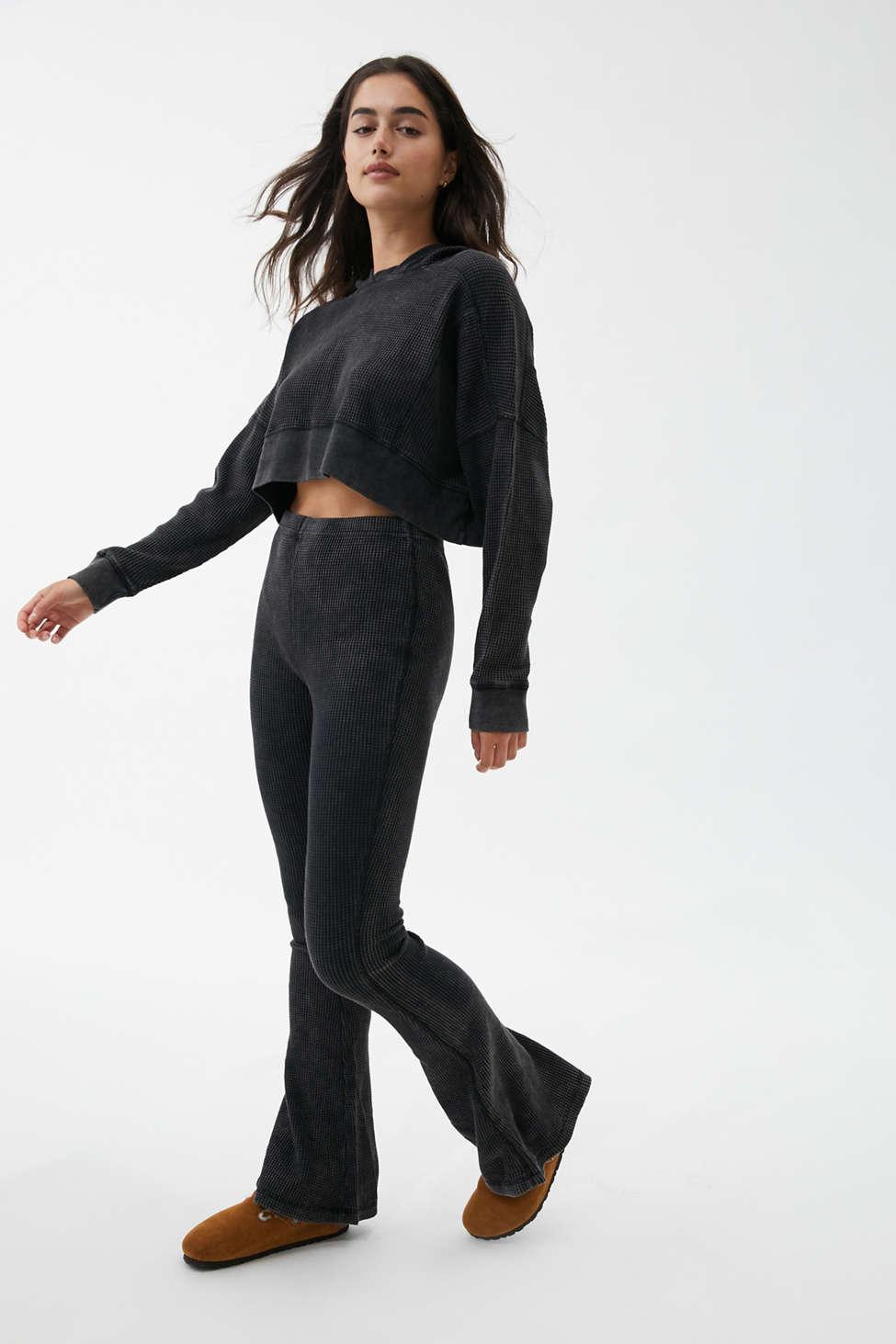 Out From Under Felicity Waffle Knit Flare Pant in Black | Lyst