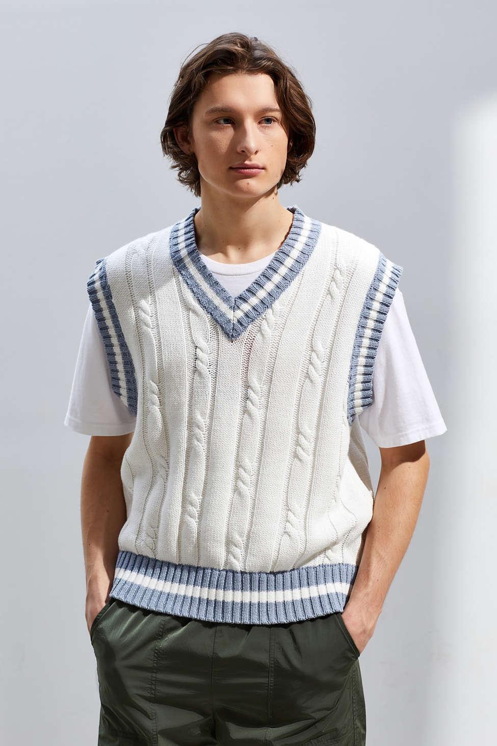 Urban Outfitters Uo Otto Sweater Vest in White for Men | Lyst