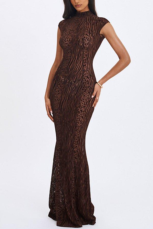 brown dress shorts men Donna Karan Women's Sleeveless Velvet Burnout Twist Dress in CHOCOLATE PLUM main image 0