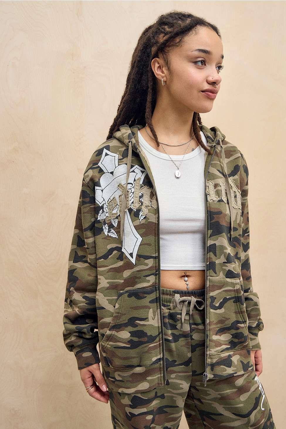 Ed Hardy Uo Exclusive Camo Cross Hoodie in Brown | Lyst UK
