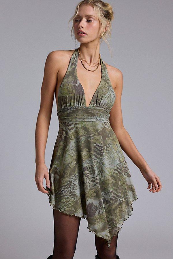 Urban Outfitters Uo Jessa Mesh Halter Mini Dress in Green | Lyst