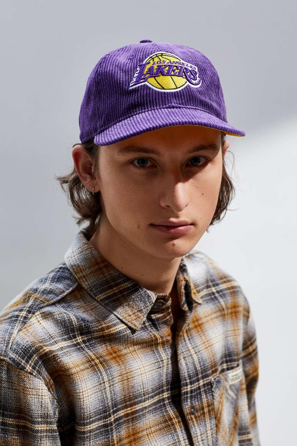 purple lakers cap