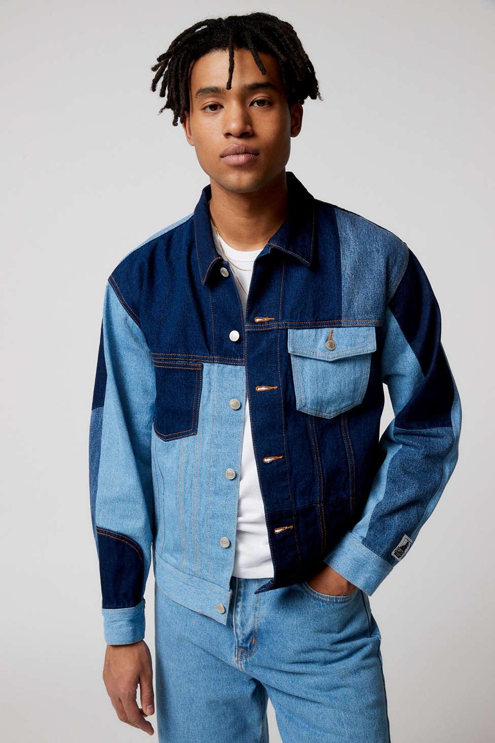 Patchwork Denim Jacket in Indigo/Black