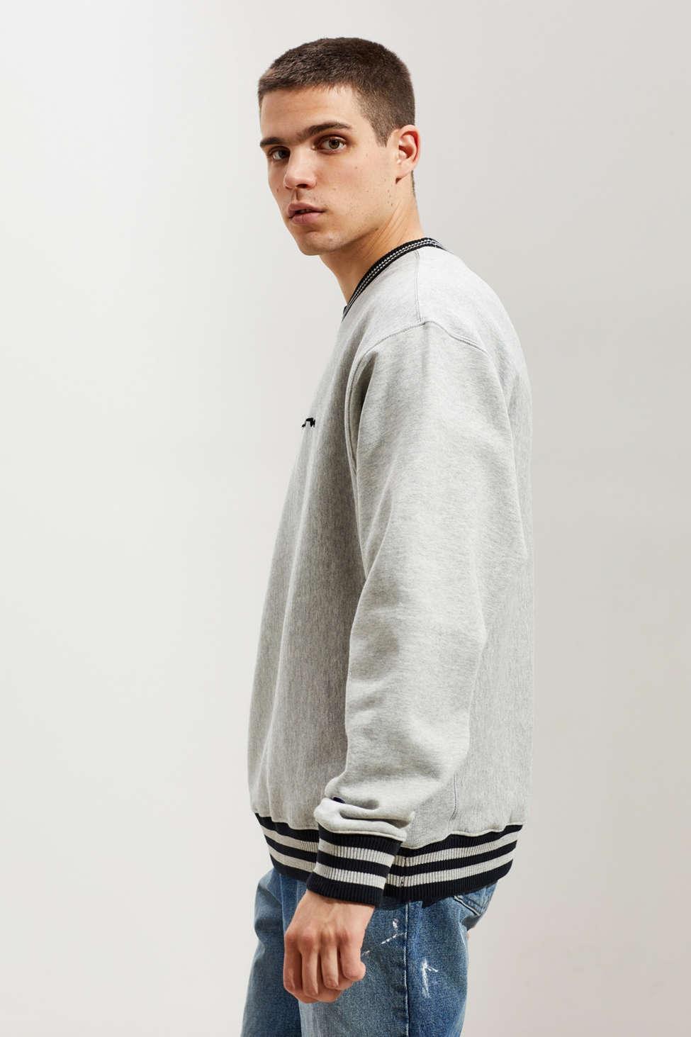 champion reverse weave yarn dye trim crew neck sweatshirt