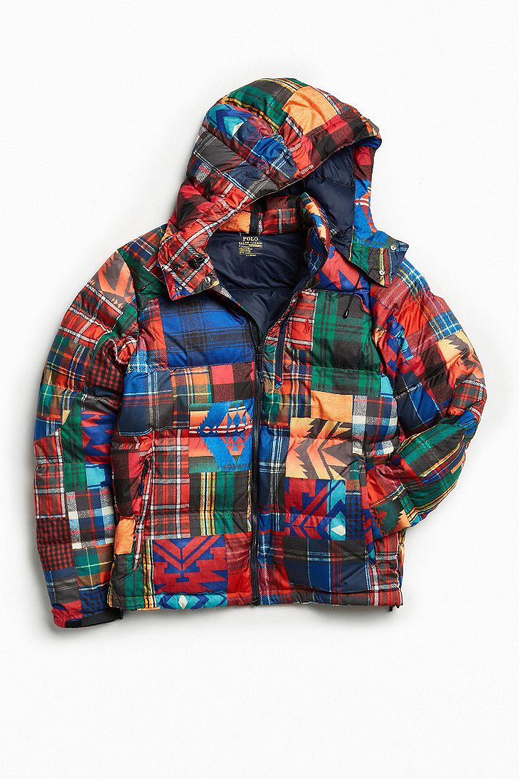 Ralph Patchwork Puffer Jacket Red for | Lyst