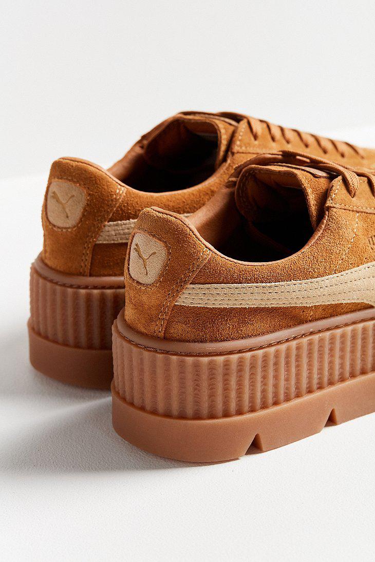 PUMA Fenty By Rihanna Suede Cleated Creeper Sneaker in Honey (Brown) Lyst