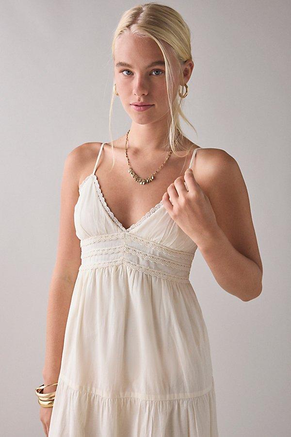 Kimchi Blue Serafina Lace Trim Tiered Babydoll Maxi Dress in Natural | Lyst