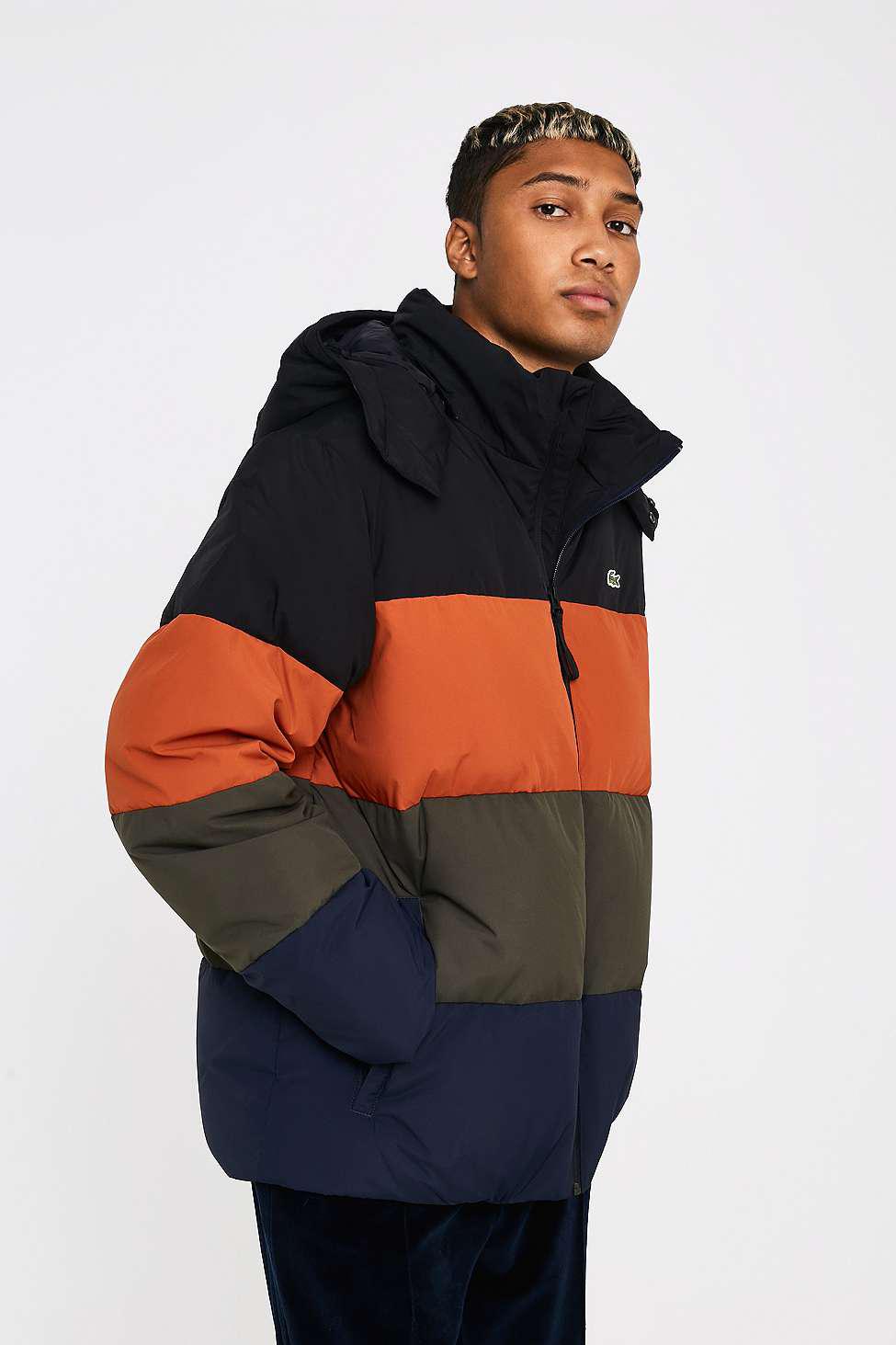 lacoste colour block padded jacket