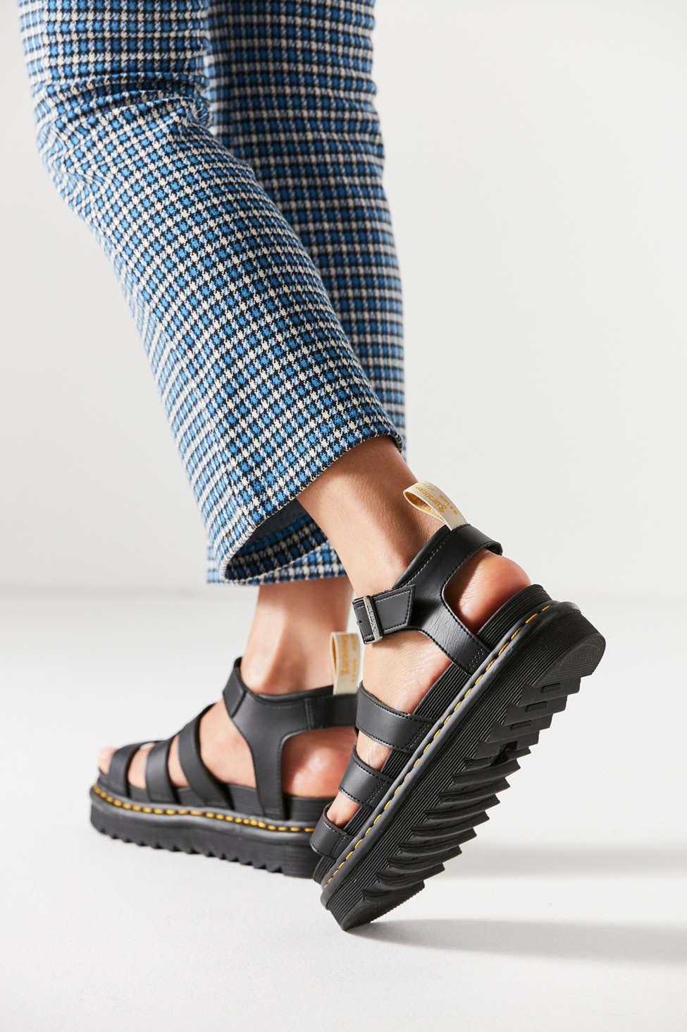 Dr. Martens Blaire Hydro Leather Sandal in Black - Lyst
