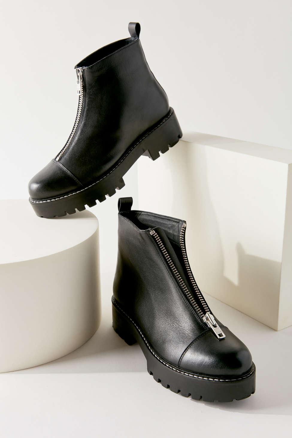 black front zip boots