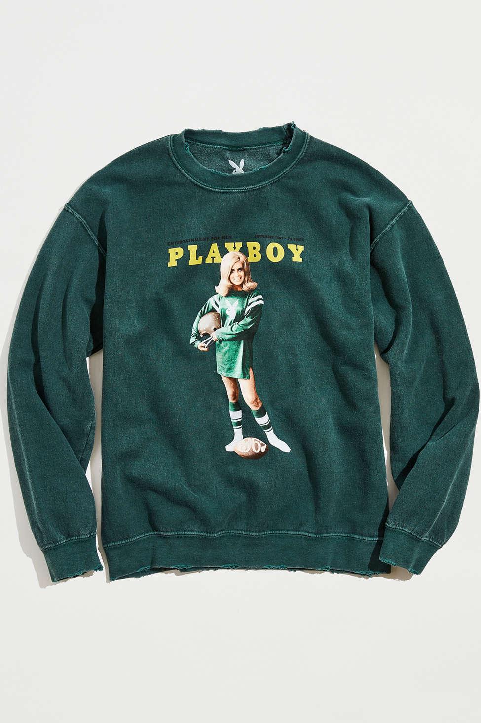 Urban Outfitters Playboy Collegiate Football Crew Neck Sweatshirt