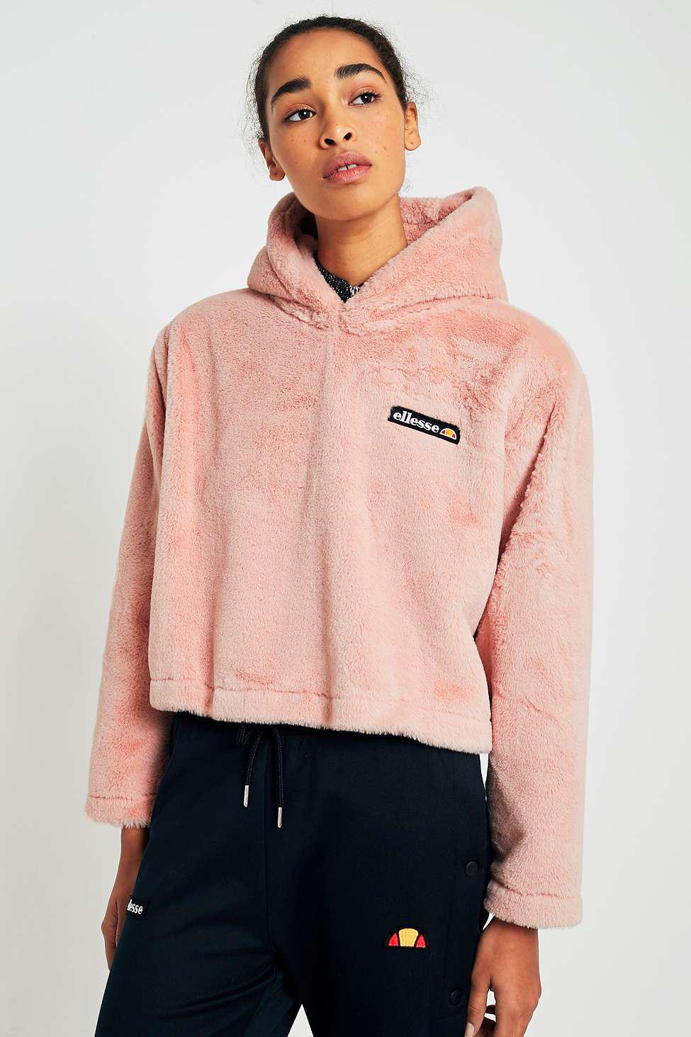 ellesse pink cropped hoodie