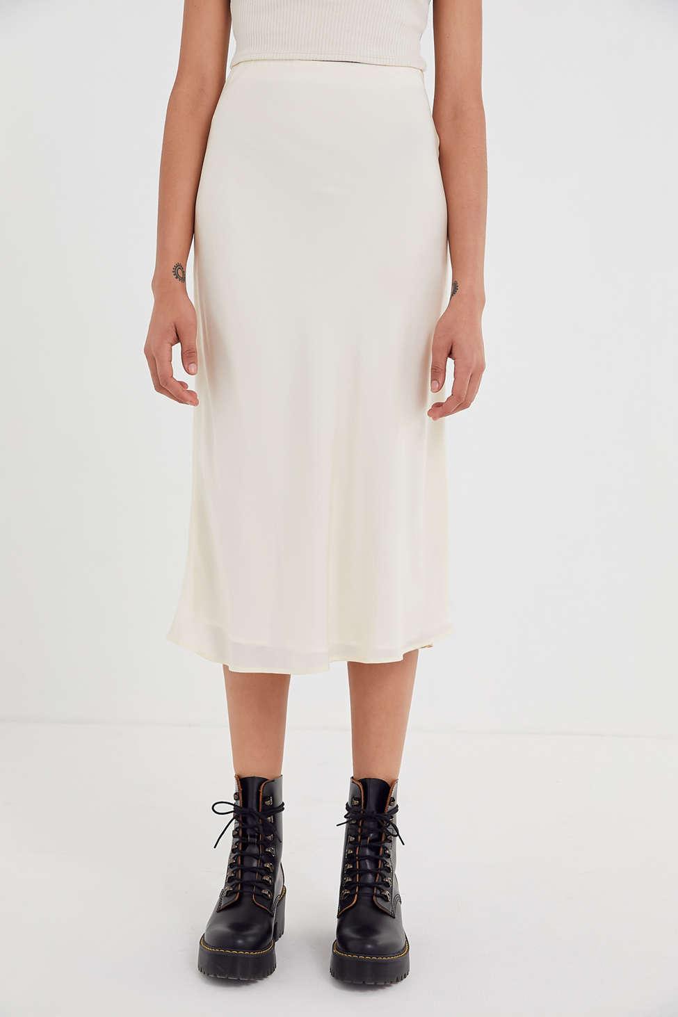 white satin slip skirt