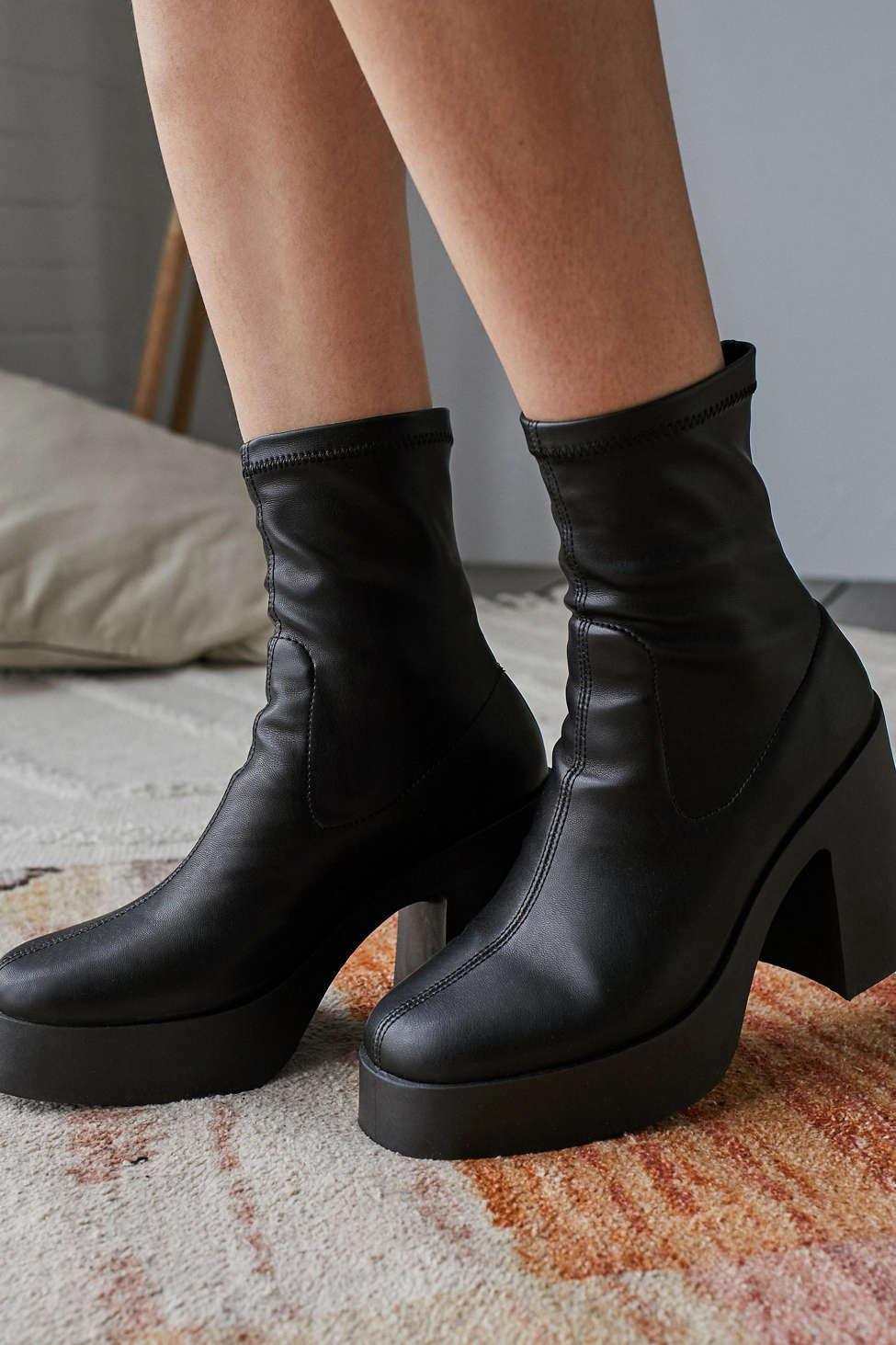 Urban Outfitters Uo Brink Platform Black Sock Boot | Lyst