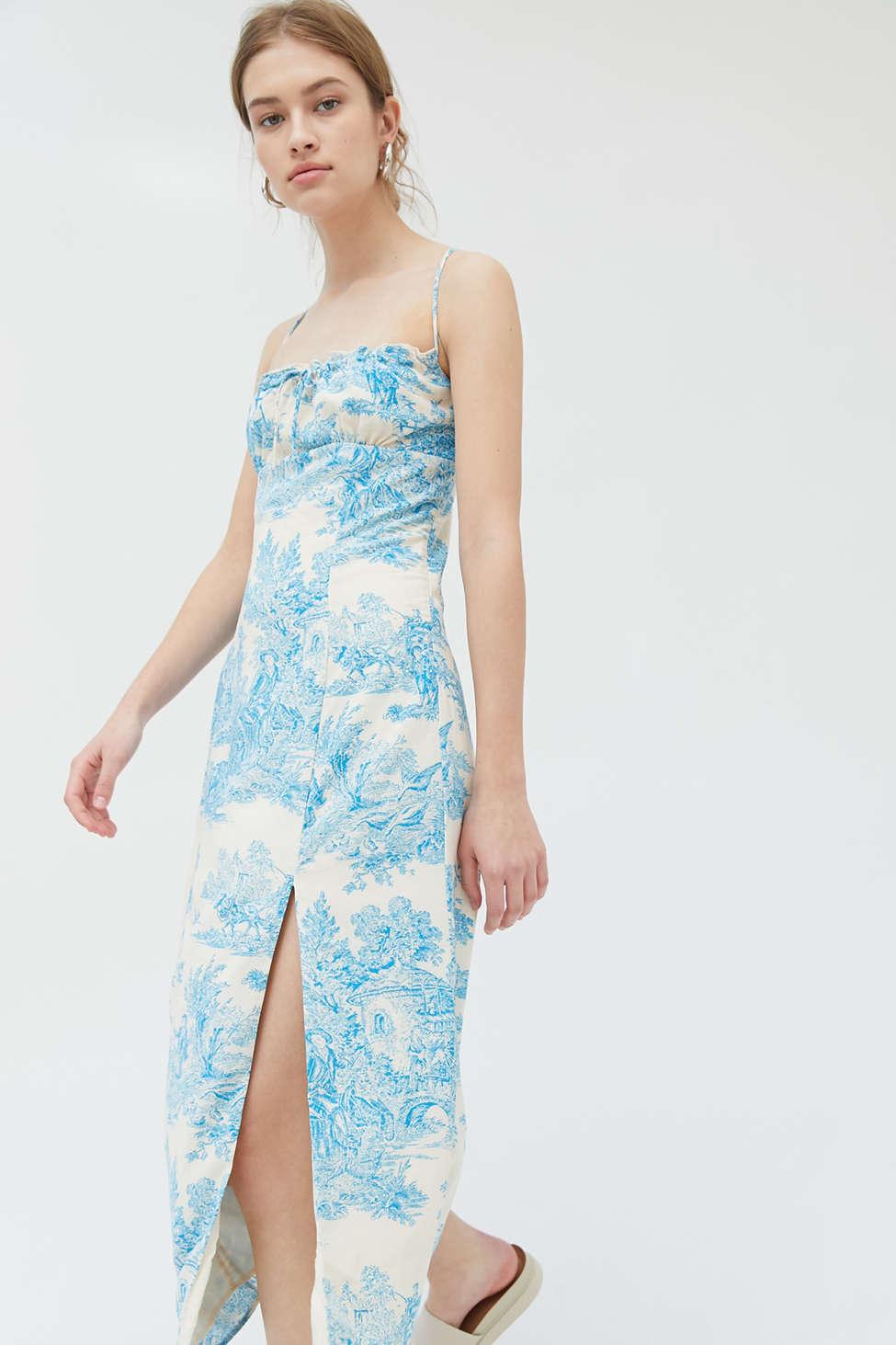 blue midi slip dress