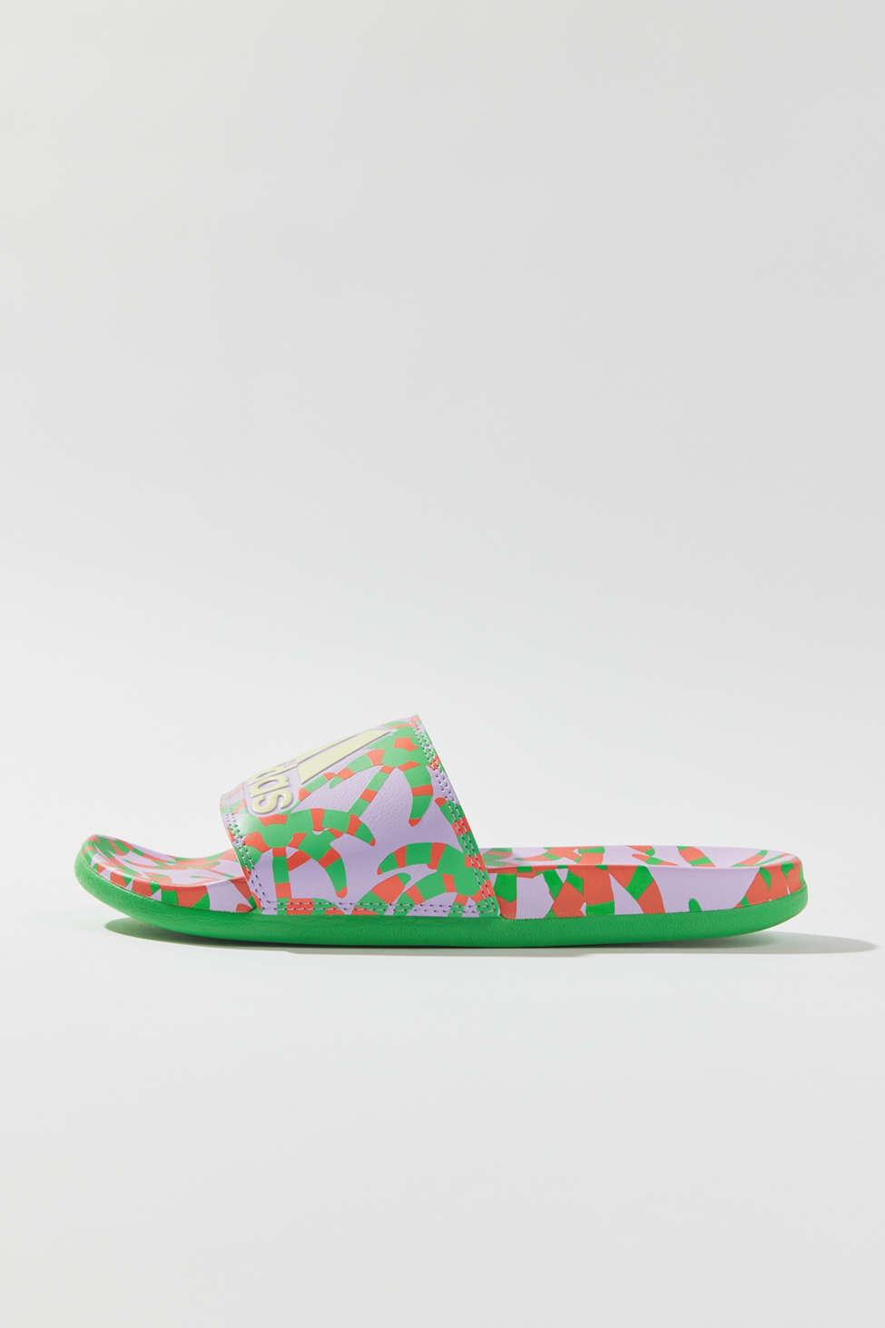 adidas Adilette Comfort Slide Sandal in Green | Lyst