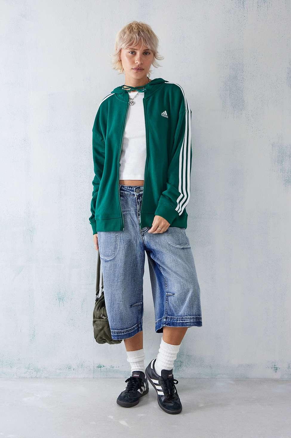 Adidas zip hoodie green sale