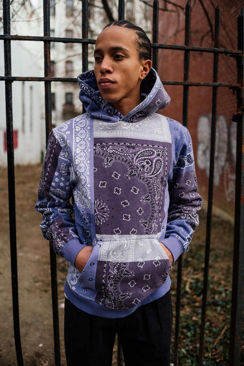 BDG Washed Bandana Hoodie Sweatshirt in Purple for Men | Lyst
