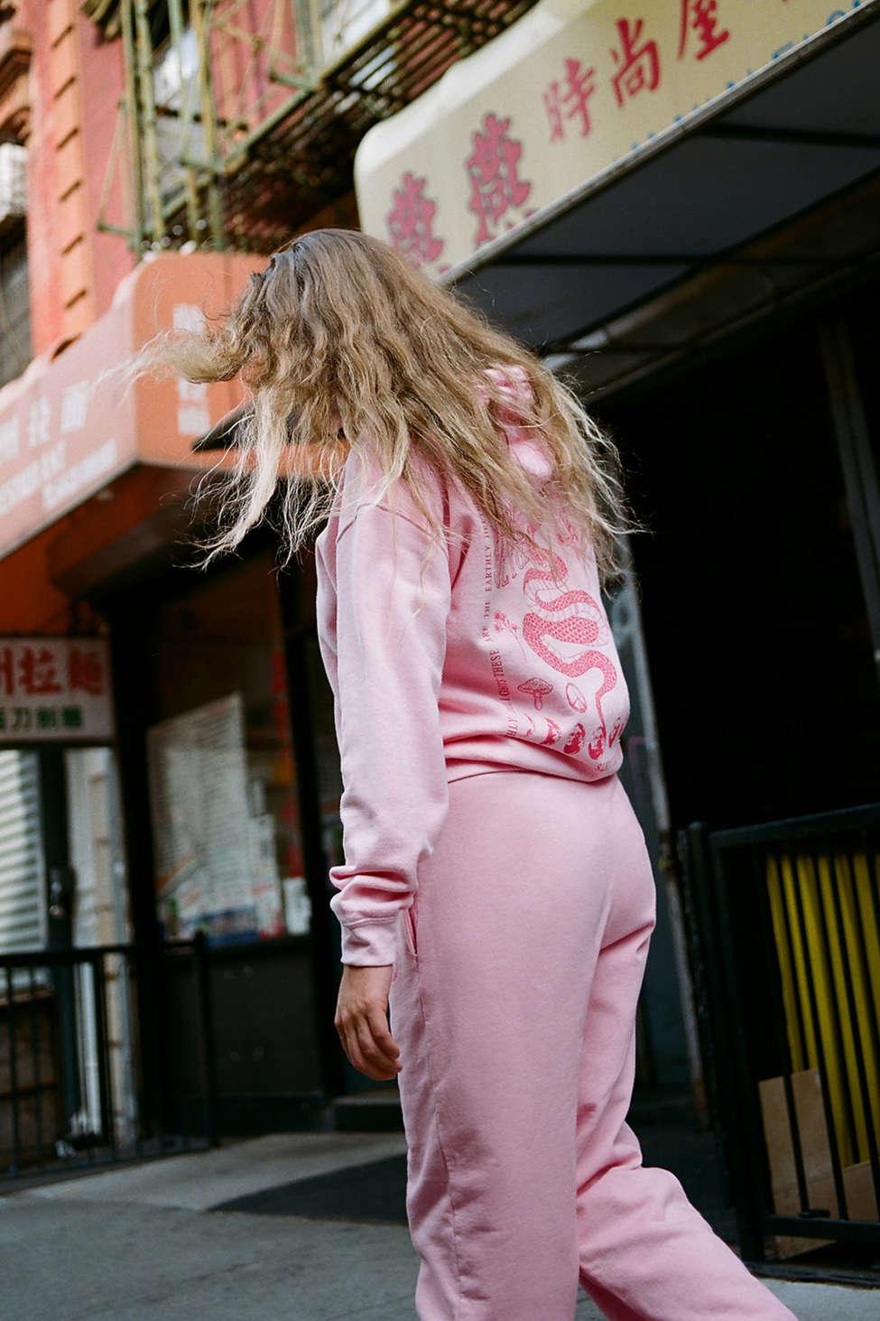 Urban Outfitters Earthly Delights Overdyed Graphic Hoodie Sweatshirt in Pink  | Lyst