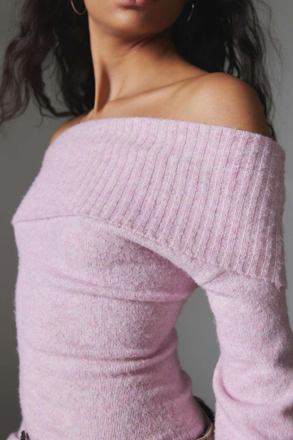 Mauve off shop the shoulder sweater