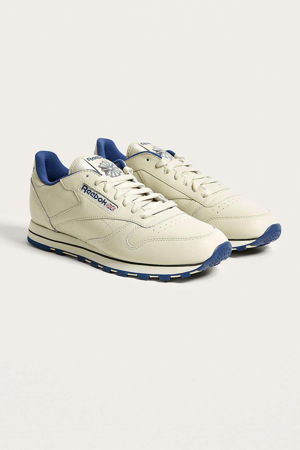 Reebok Classic Cream Leather Trainers in White for Men | Lyst UK