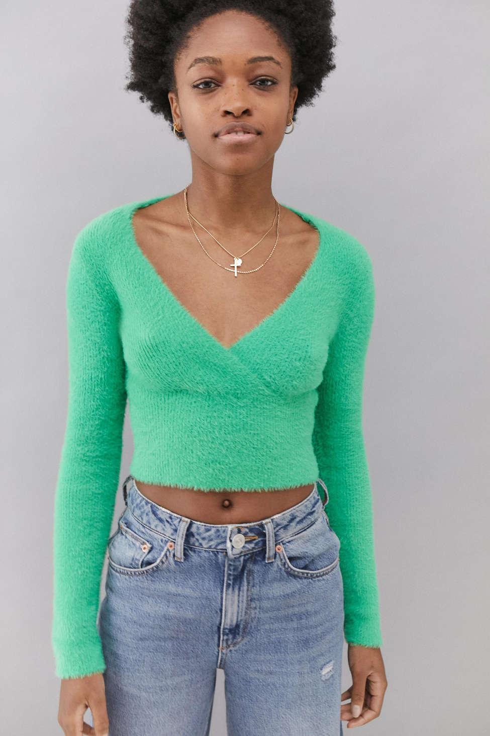 Urban Outfitters Uo Fluffy Wrap Crop 