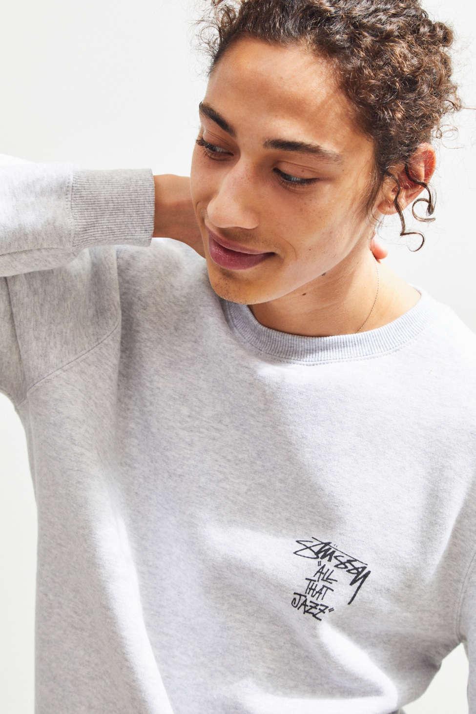 Stussy grey crew best sale neck