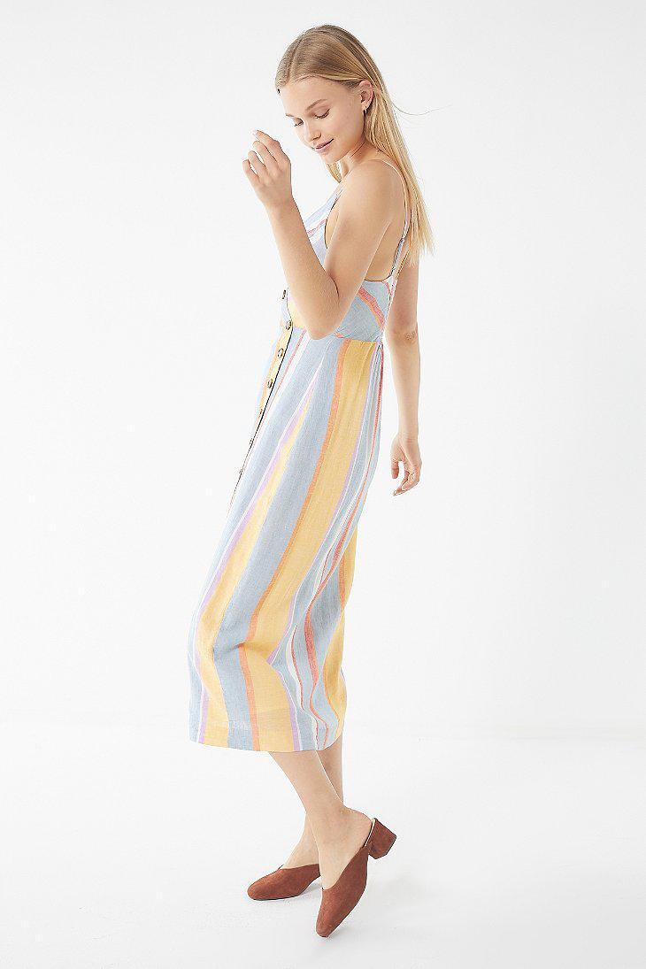 amber button down linen midi dress