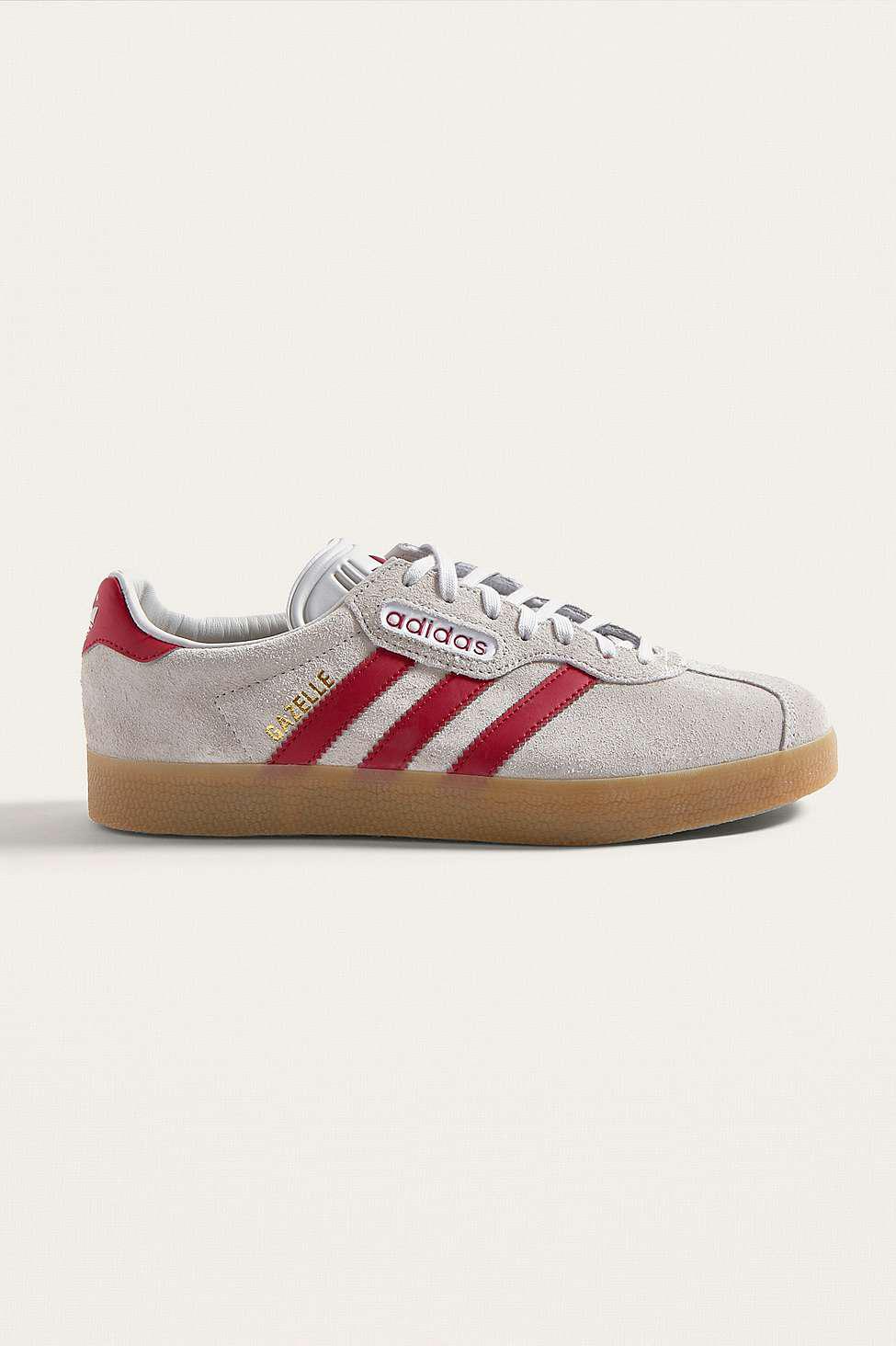 adidas Leather Gazelle Super Grey And Red Trainers in Grey for Men - Lyst
