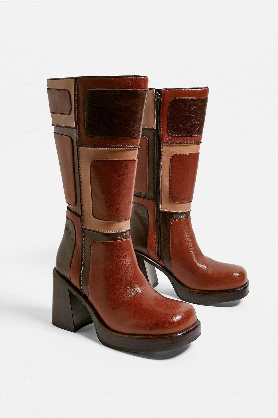Jeffrey Campbell Keely Patchwork Leather Boots in Brown | Lyst UK