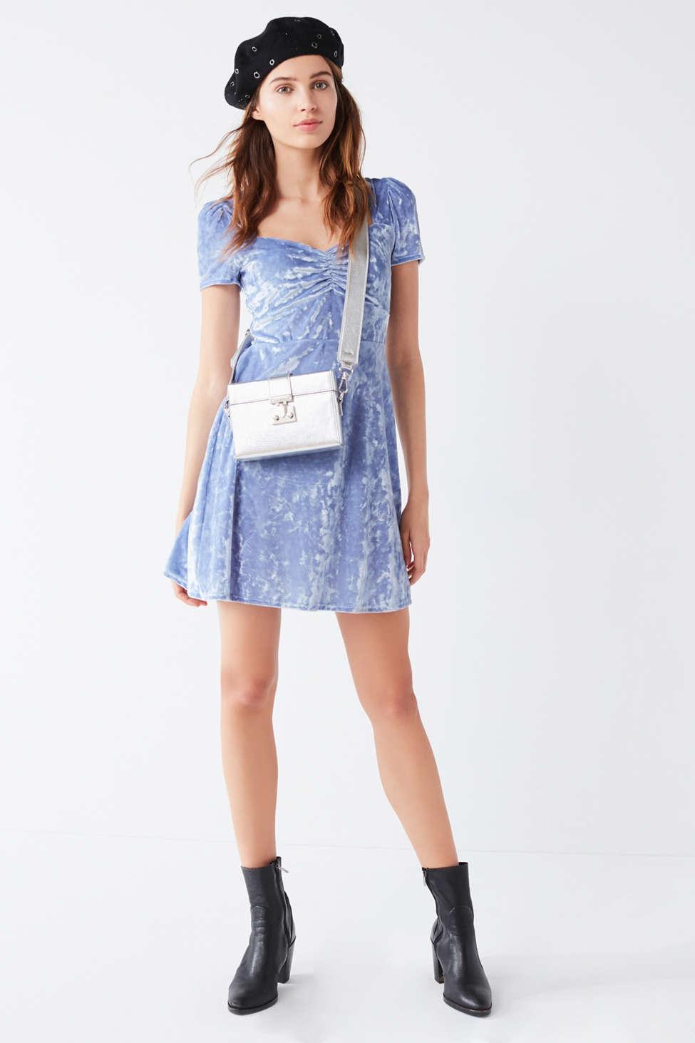 Urban Outfitters Uo Maeve Crushed Velvet Ruched Dress in Blue Lyst