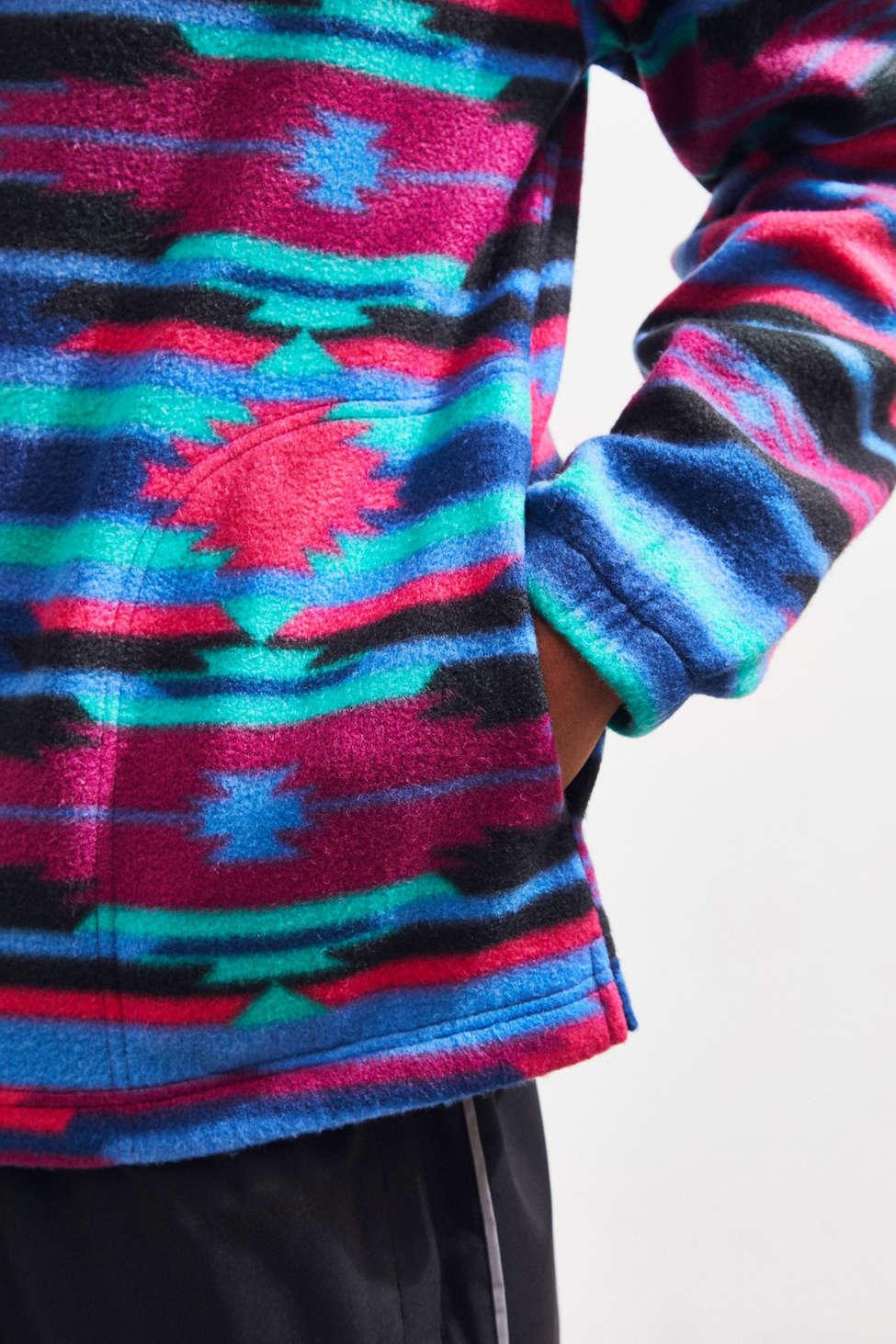 uo patterned polar fleece hoodie sweatshirt