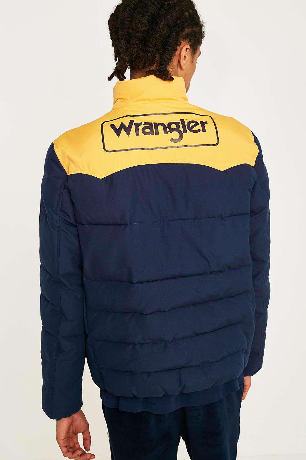 wrangler blue & yellow padded jacket