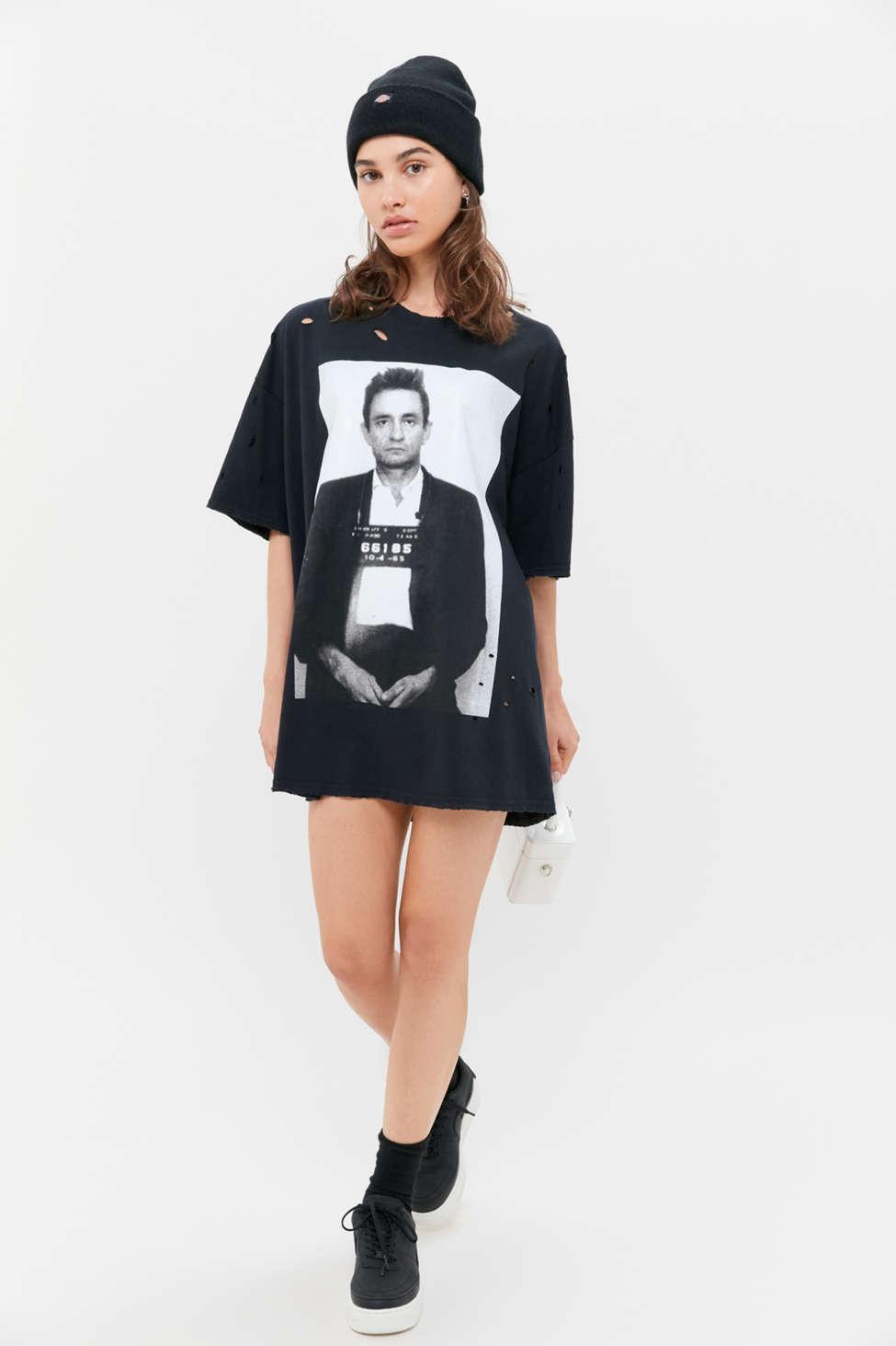 Urban Outfitters Johnny Cash Mug Shot T-shirt Dress | Lyst