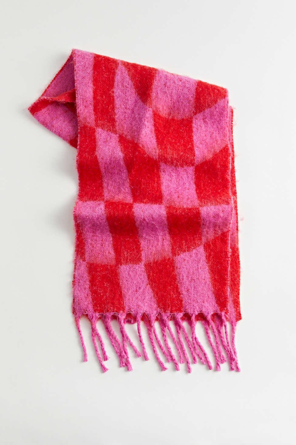 Urban Outfitters Checkerboard Scarf in Pink for Men | Lyst
