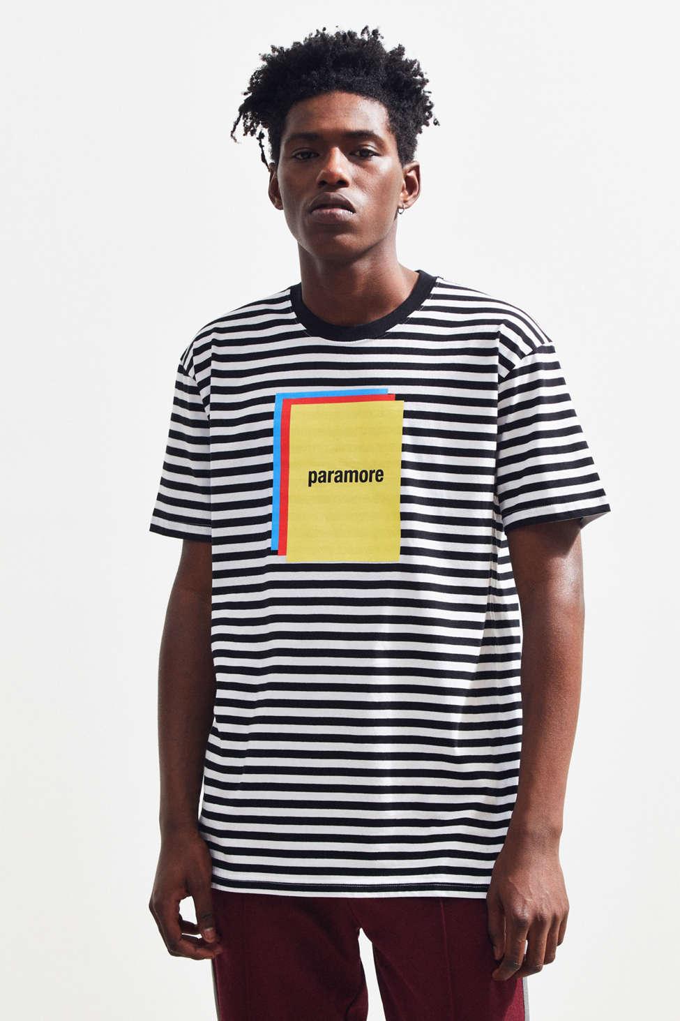 Lyst - Urban Outfitters Paramore Striped Color Block Tee in Black for Men