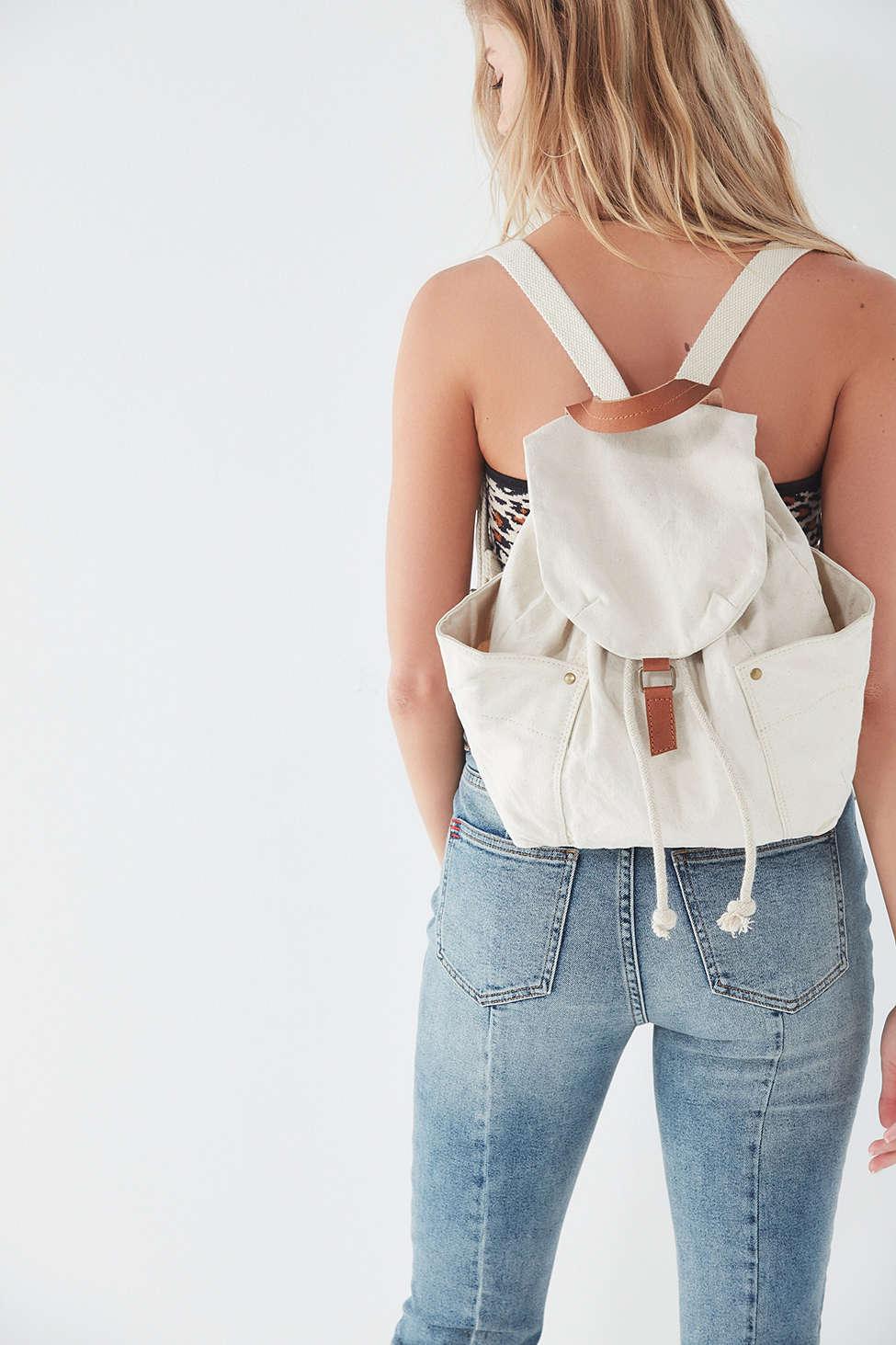 Urban Outfitters Washed Canvas Drawstring Backpack in Natural | Lyst