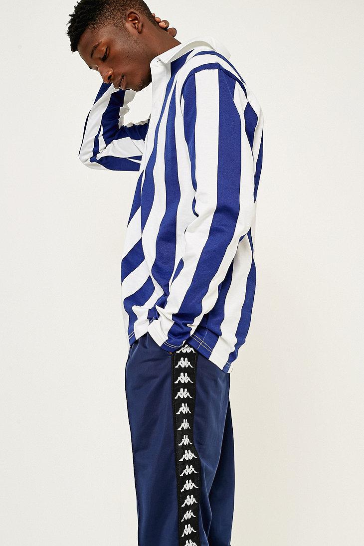 Urban Outfitters Uo Blue And White Vertical Stripe Rugby Shirt for