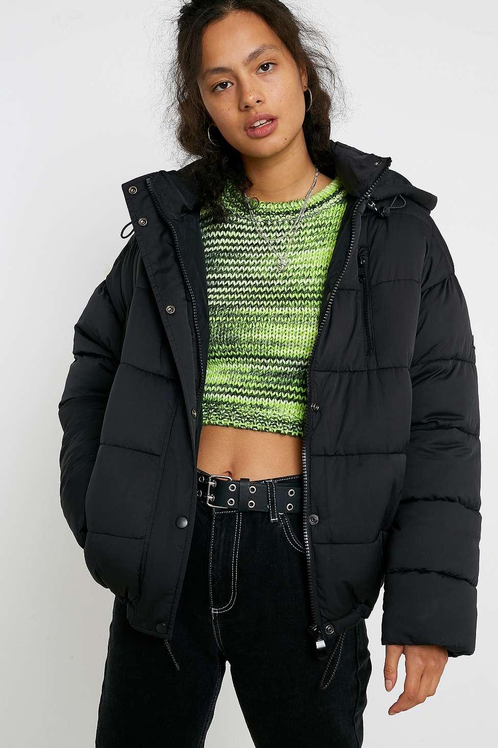 iets Ongline Hooded Puffer Jacket in Black Lyst UK