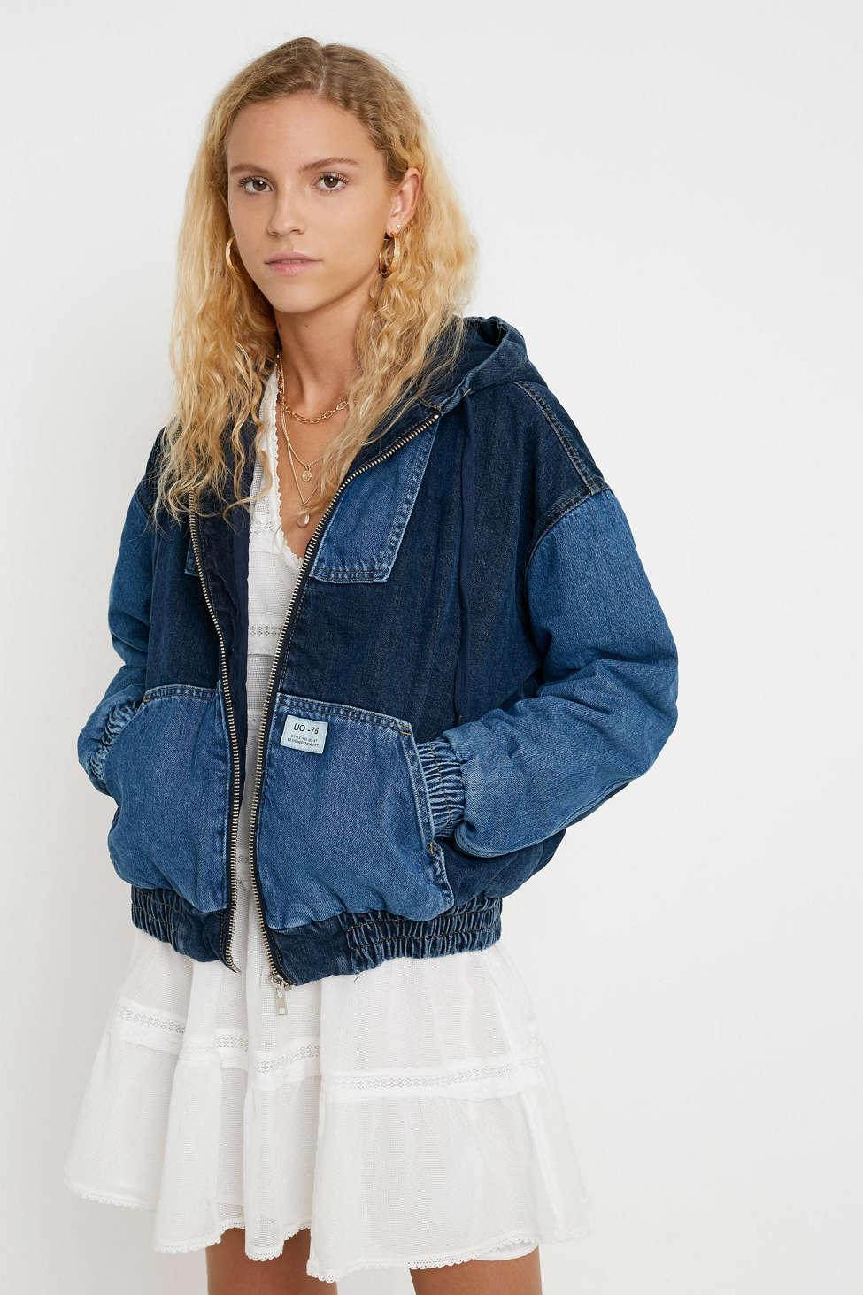 BDG Patchwork Denim Skate Jacket in Blue