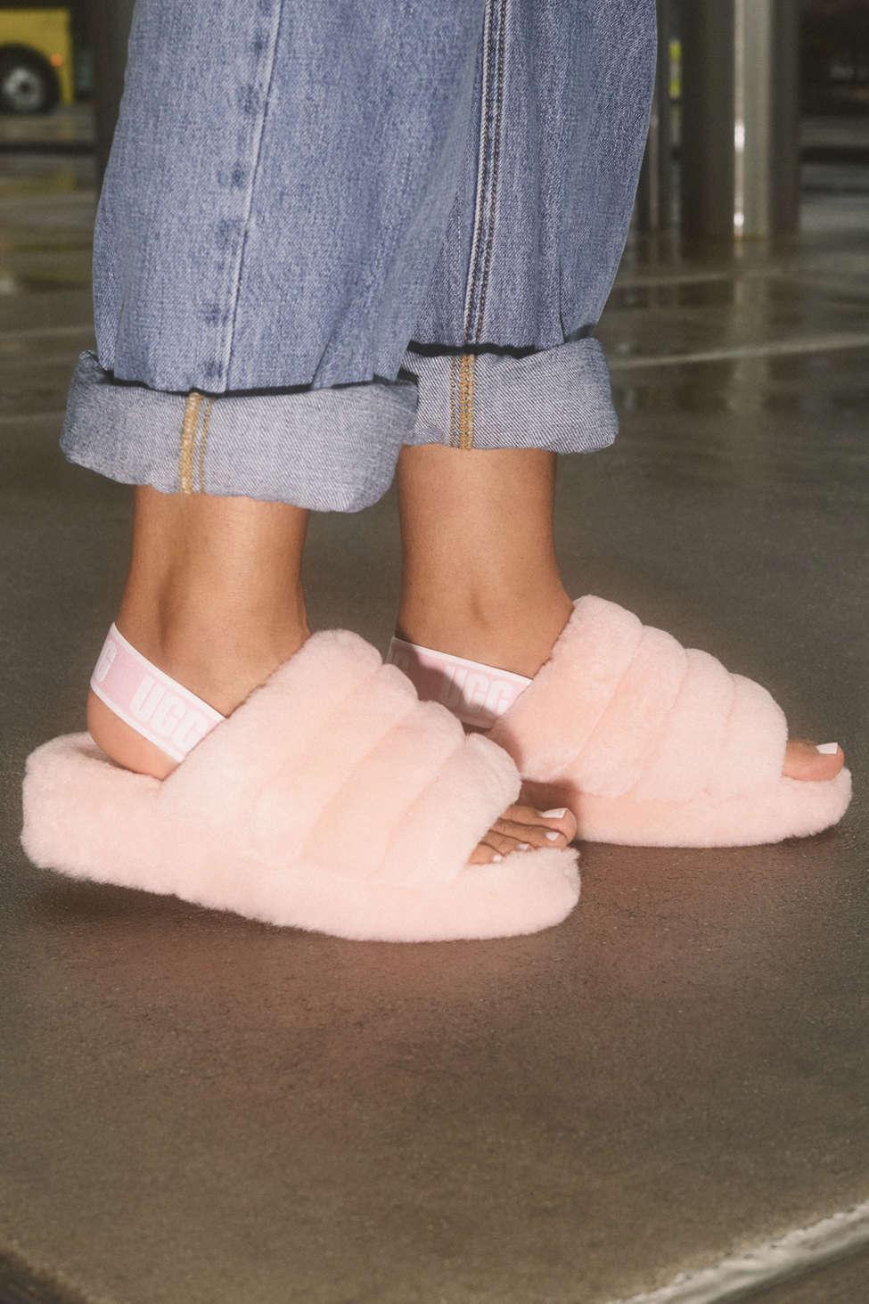 ugg pale pink fluff yeah slide slippers