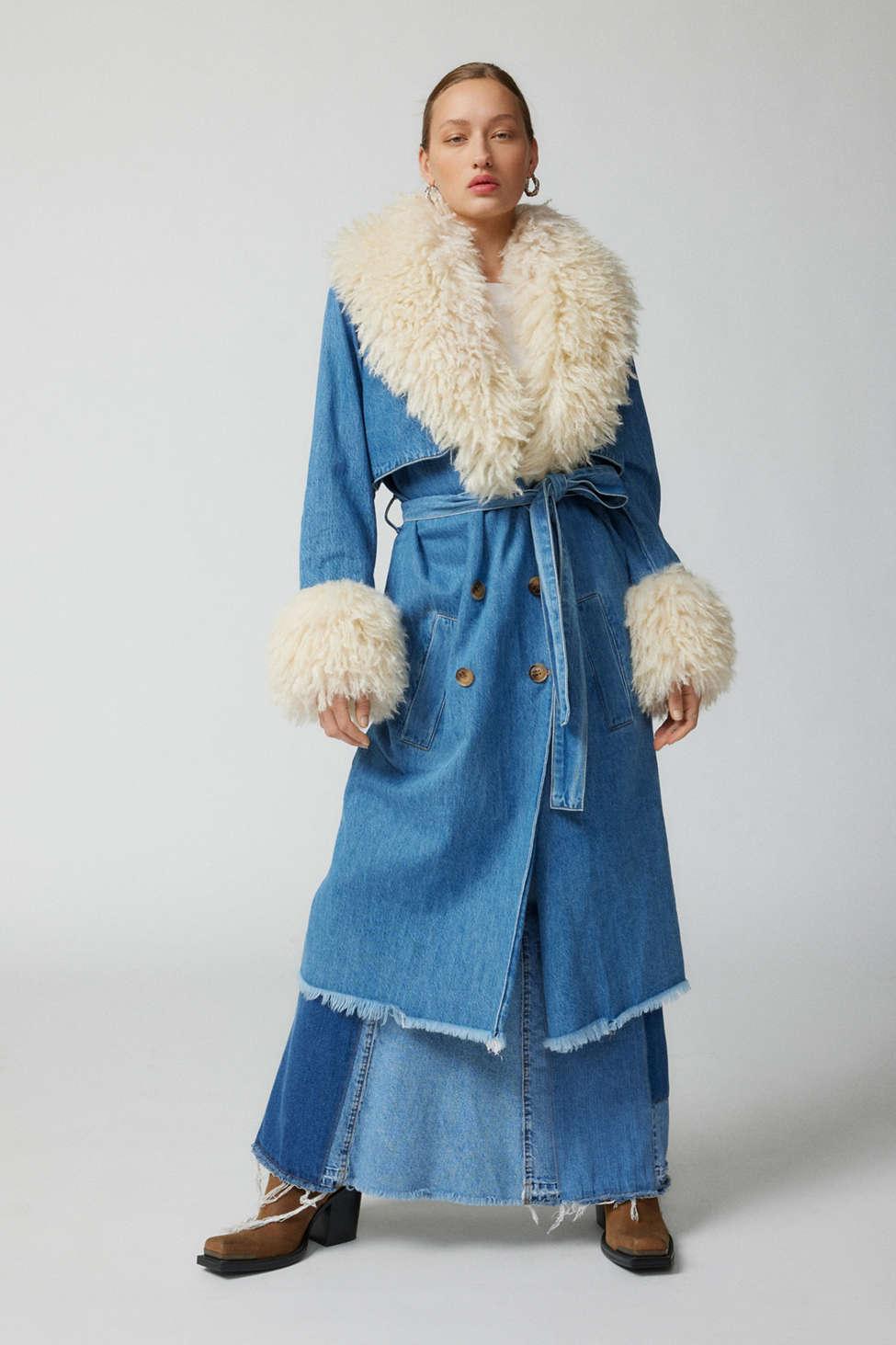 Baby blue duster coat discount