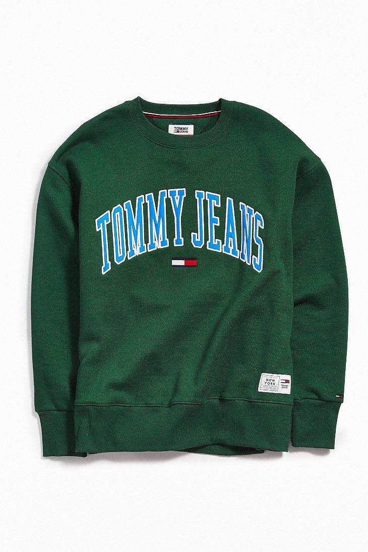Tommy Hilfiger Denim Tommy Jeans Collegiate Crew Neck Sweatshirt in Green  for Men | Lyst